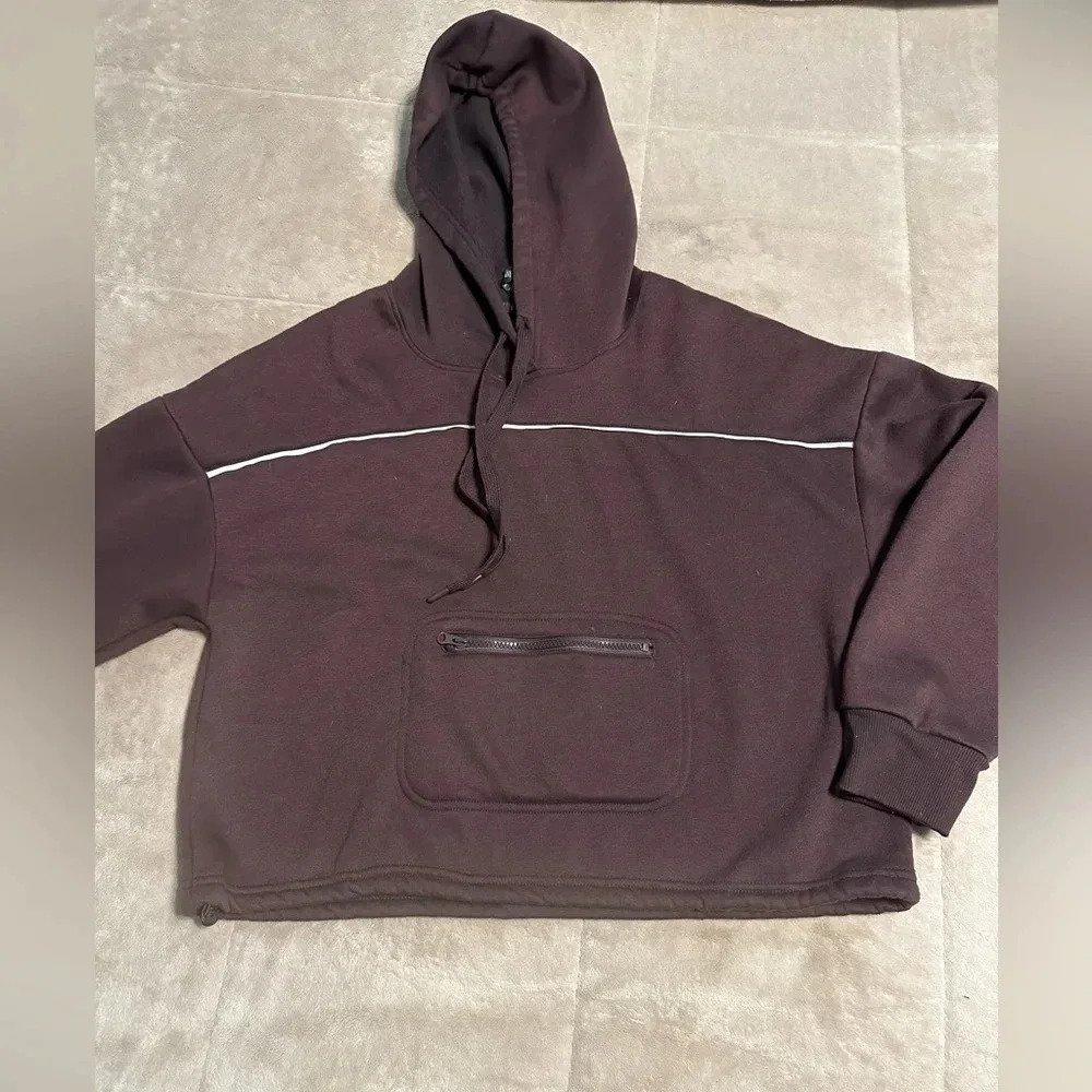 Hind Running Cropped Hoodie Women’s Size Large Maroon